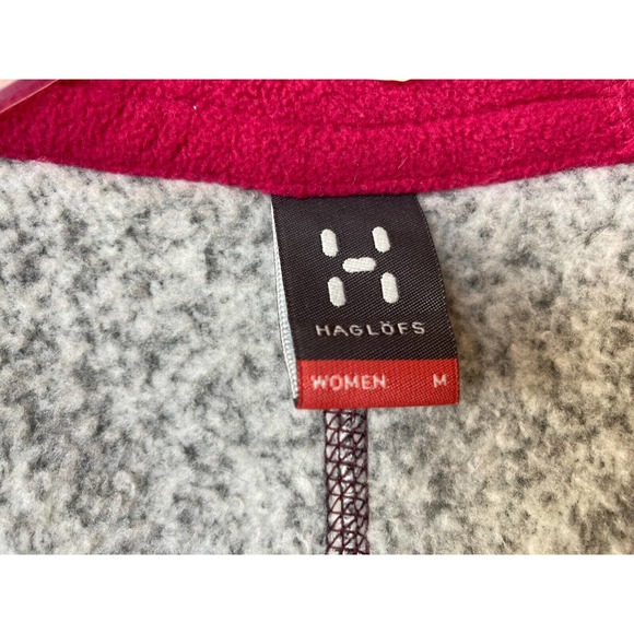 Haglofs Womens Knit Fleece Zip Jacket Gray Sz M Swook Hood Sweden - Picture 5 of 6
